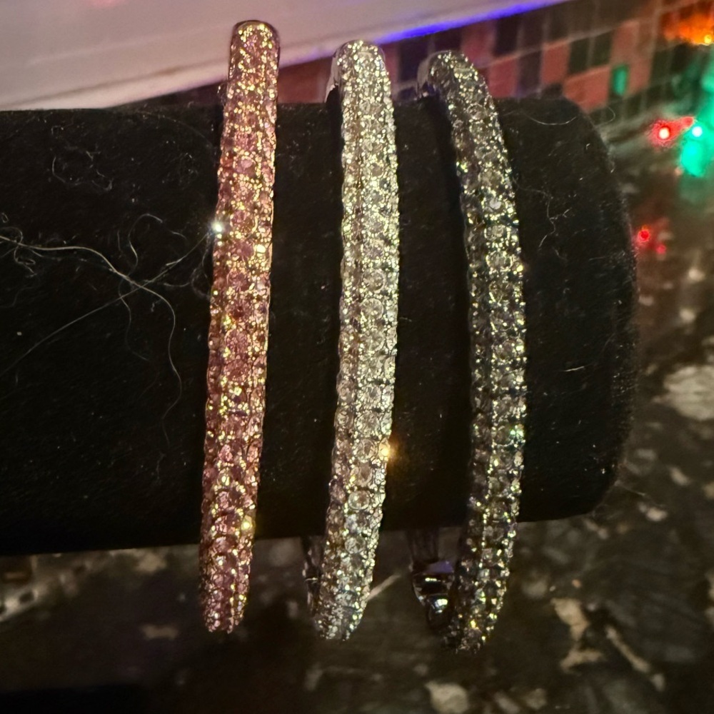 Nolan Miller Pink, Silver and Gunmetal Tennis Bracelet Bundle (all three)